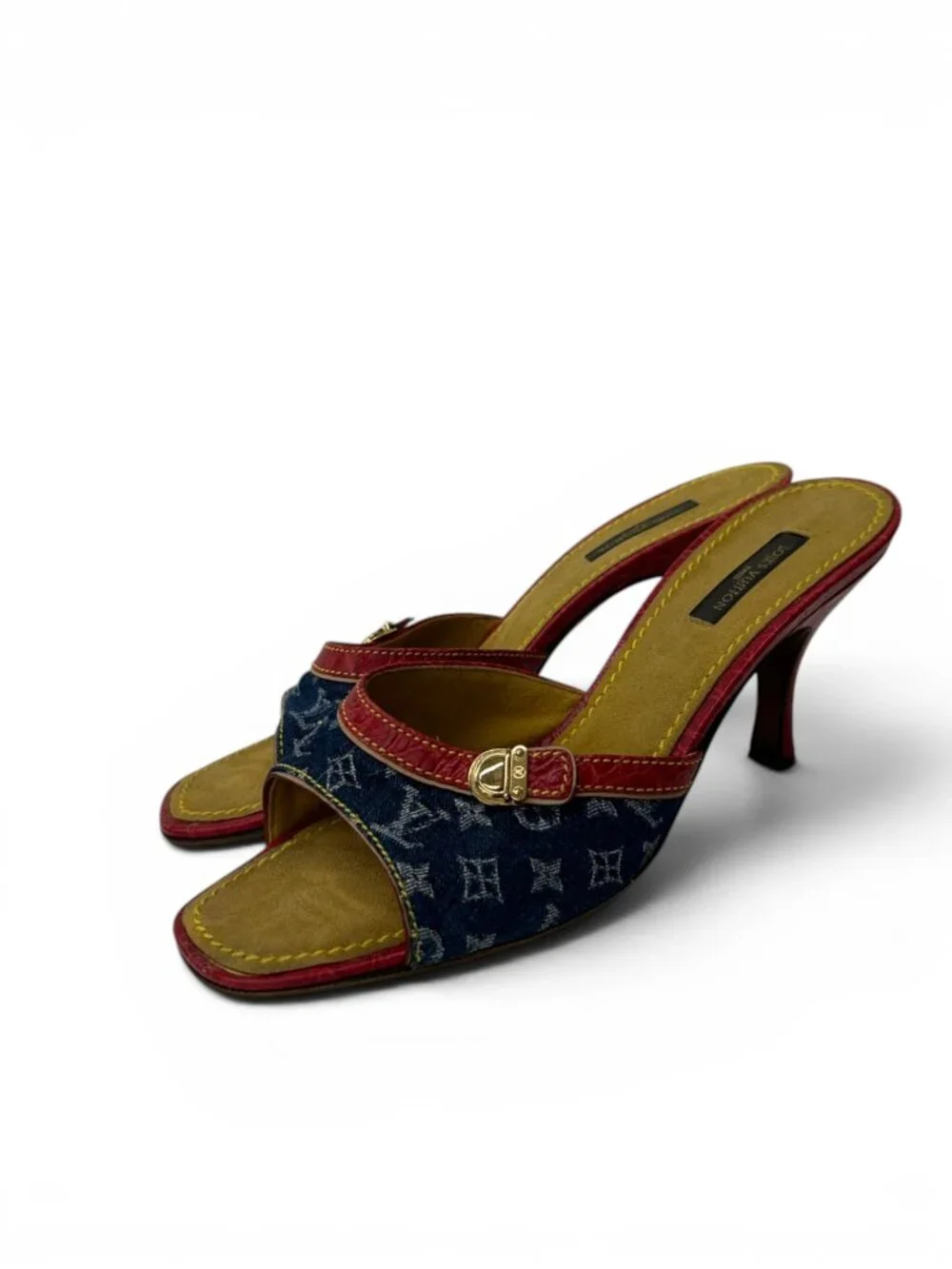 Vintage Louis Vuitton Monogram Denim Mules, Size 38.5 EU